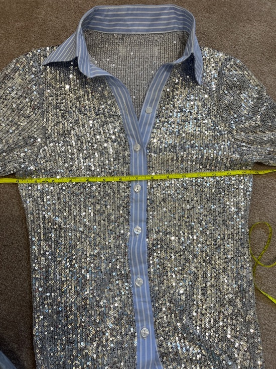 Hand Over Jack’s Womens Medium Blouse Sequin Party Ex-boyfriend Made in Spain - Picture 11 of 12